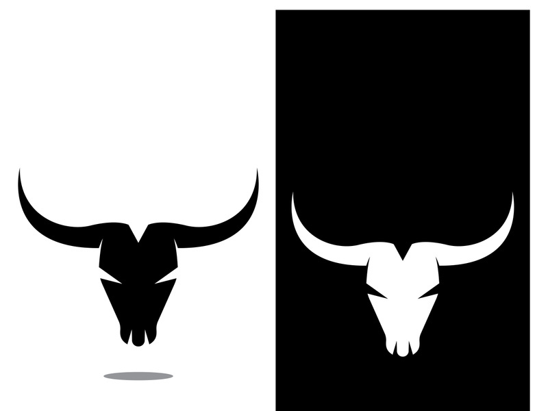 Retro vintage bull head horns logo.