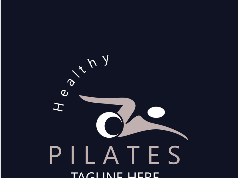 Abstract Pilates Logo, Yoga identity body balance vector monoline Design Template. wellness lifestyle