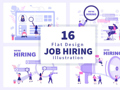 16 Job Hiring And Online Recruitment Illustration