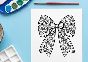 Laço de Natal decorativo com padrões florais intrincados para design de embrulho de presente festivo