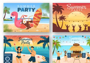 18 Summer Party Cartoon illustration