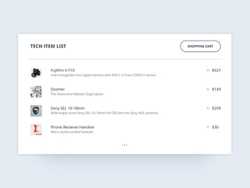 E-commerce product list UI preview picture