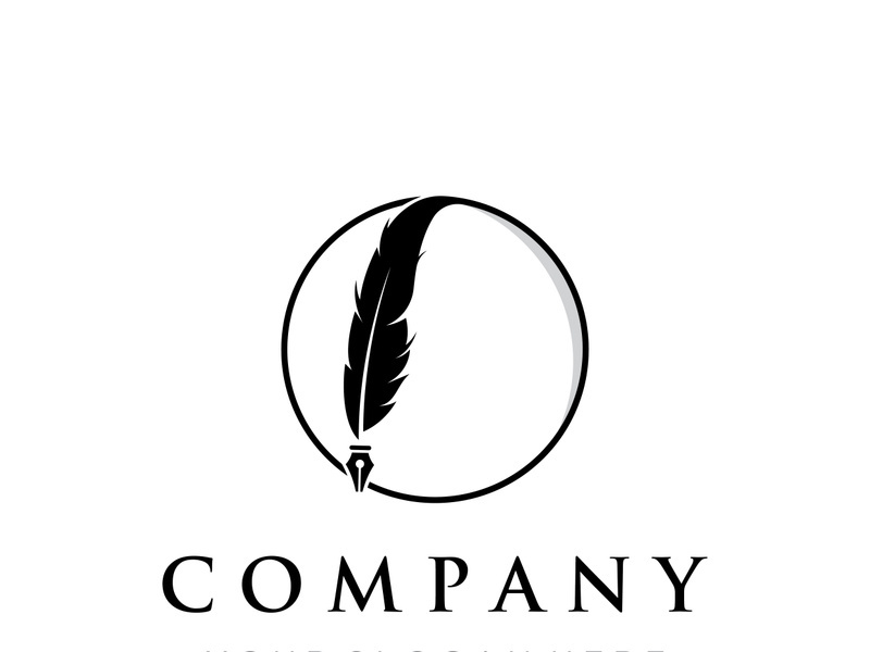 Vintage quill pen logo creative design and with ink.Classic and luxury stationery illustration.