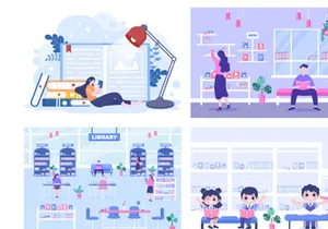 24 Bookstore or Library Illustration