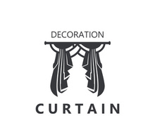 Curtain logo decoration style minimalist elegant vector design illustration