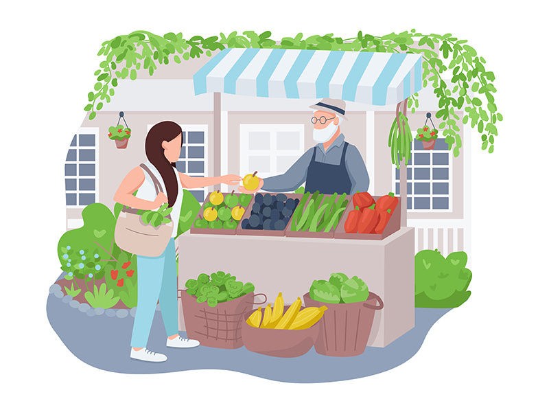 Vegetable market 2D vector web banner, poster
