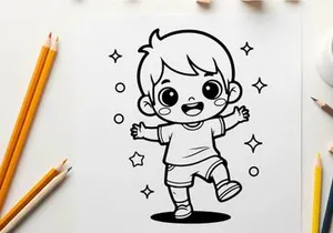 Cute toddler dancing joyfully vector illustration flat design
