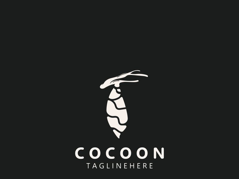 Cocoon logo Butterfly silkworm symbol. Illustration caterpillar animal template design