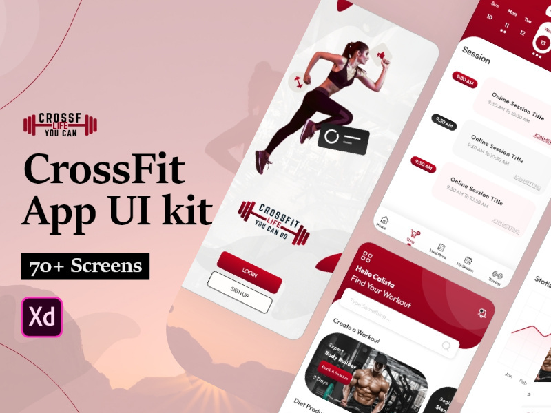 Crossfit Fitness & Workout App - Adobe XD Mobile UI Kit