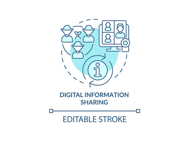 Digital information sharing turquoise concept icon