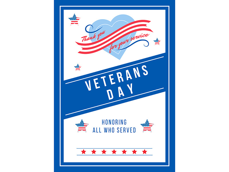 Annual Veterans Day poster flat vector template