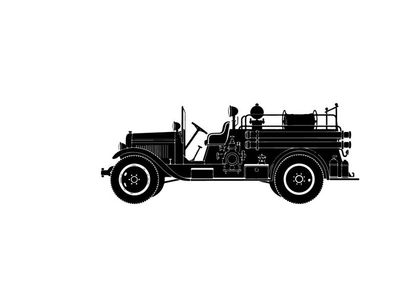 Vintage fire truck silhouette from early 20th century