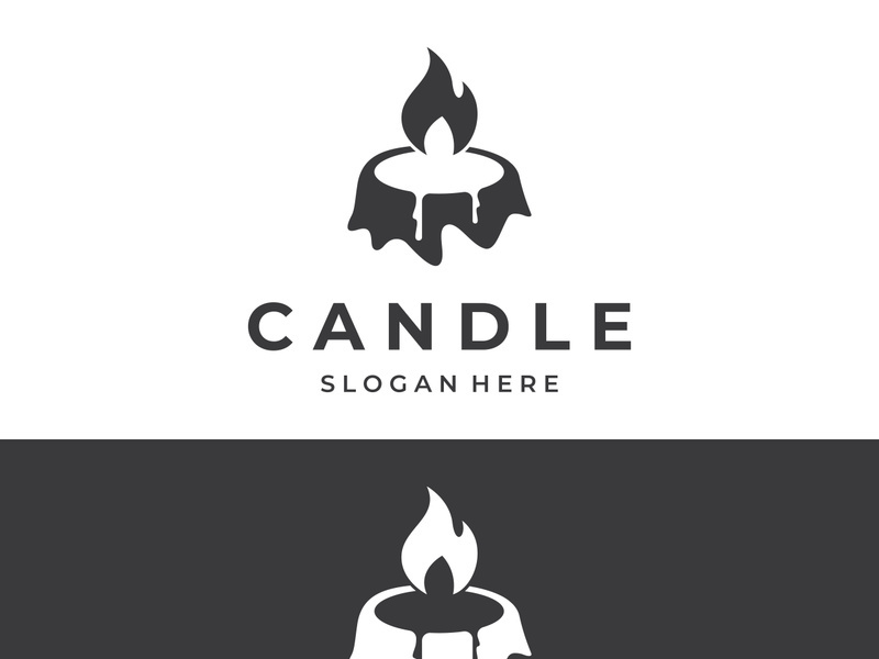 Simple burning luxury candlelight logo design with isolated background.Template for business, sign, company.