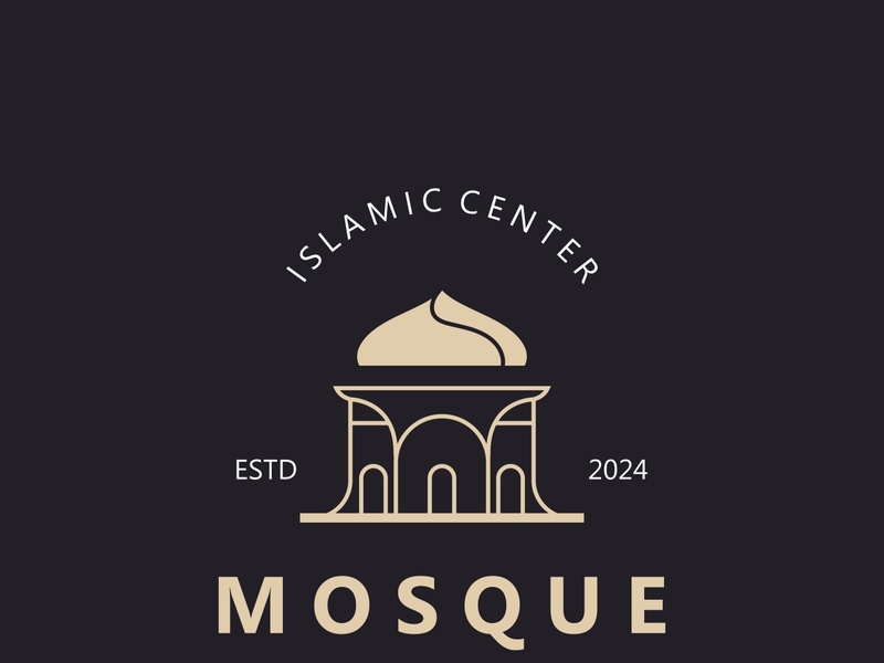 Mosque Logo design, simple islamic architecture, emblem symbol islamic center vector template