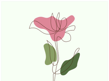 Rose line drawing. Floral doodle simple design element for wall decoration, greeting cards, invitations, weddings. Colorful minimal hand drawn style. Flat design.Vector illustration. preview picture