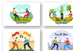 9 Tug of war Vector Illustration