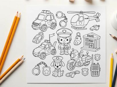 Police rescue team equipment vector illustration flat design