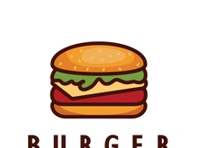 Burger logo illustration, restaurant emblem, cafe, burger and factory label, fast food, vector