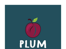 plum fruit logo with leaves, design of plum plantation, fruit shop, plum products, with simple vector editing