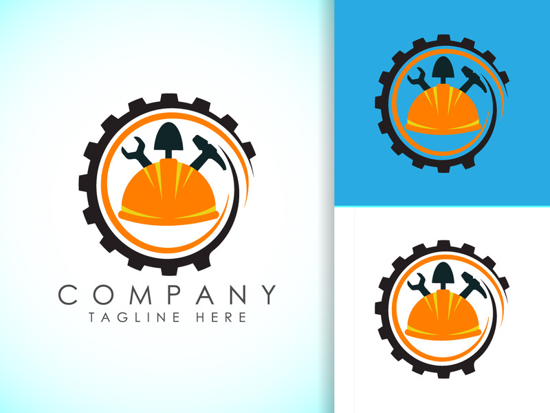 Industrial company logo design with using gear Vector Image