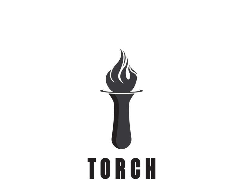 Torch fire logo icon hipster vector design template