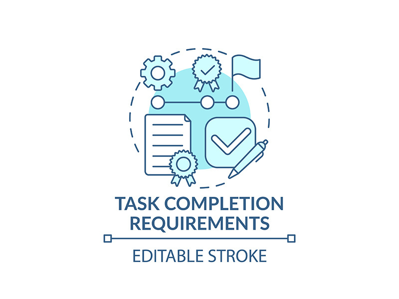 Learning task completion requirements concept icon