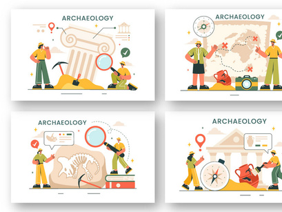 13 Archeology Vector Illustration