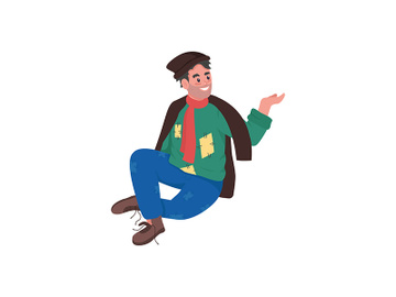 Happy homeless man flat color vector detailed character preview picture