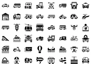 Pack of Transport Colored Line icons