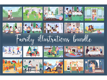 Family illustrations bundle preview picture