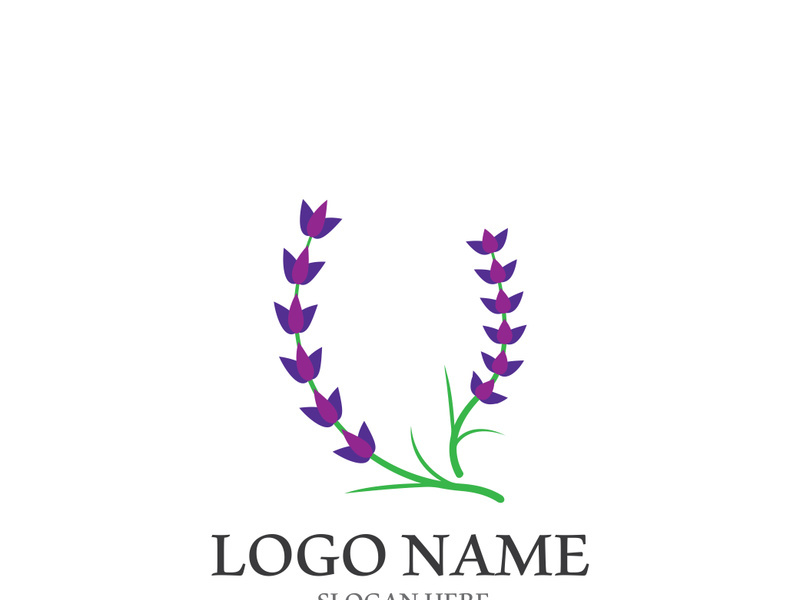 Fresh lavender flower logo vector flat design