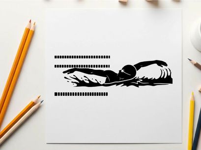 Silhouette of a swimmer in a pool swimming stroke silhouette