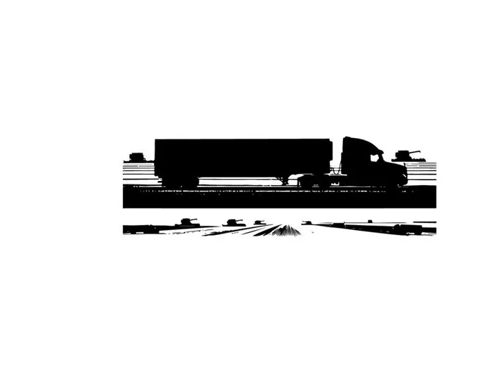 Truck silhouette driving on a highway at night