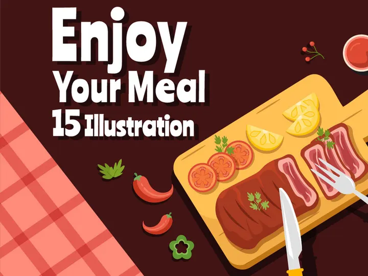 15 Enjoy Your Meal Vector Illustration