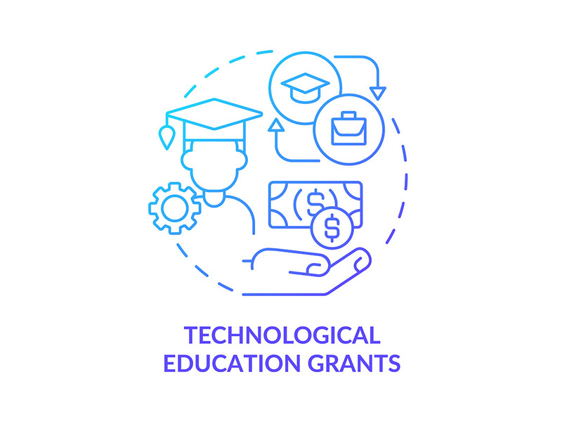 Technological education grants blue gradient concept icon