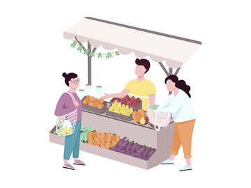 Outdoor street farmer market flat vector faceless characters preview picture