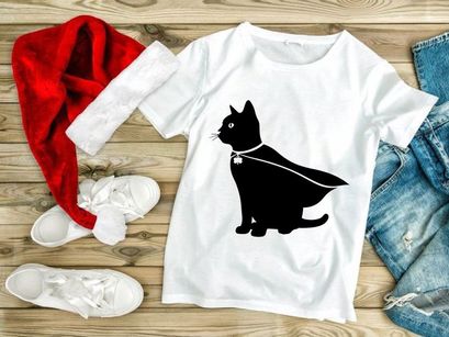 Black cat in cape and shamrock charm