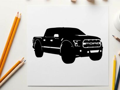 Silhouette of a ford f 150 pickup truck on a white background