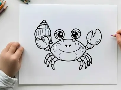 Cute smiling crab mascot vector illustration flat design
