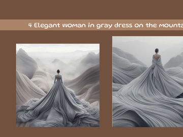 Elegant woman in gray dress on the mountain preview picture