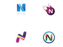 Abstract logo initial letter N geometric elements. Elegant, minimalist, creative and modern logo template. Identity sign, brand and business card.