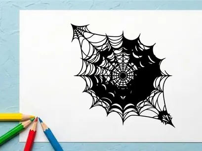 Schwarzes Spinnennetz mit aufwendigem Muster für Halloween oder Dekoration