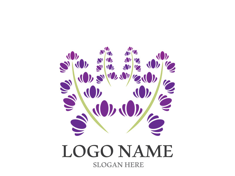 Fresh lavender flower logo vector flat design