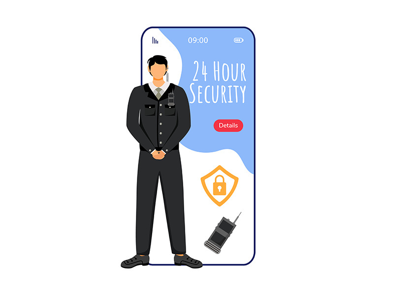 Security cartoon smartphone vector app screen