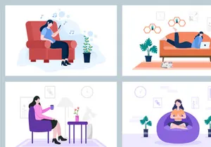 18 Relax at Home Vector Flat Illustration