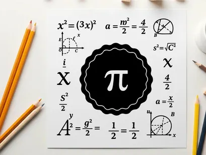 math equations and pi symbol flat design vector illustration