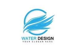 Water Wave Logo, Earth Element Vector, Water Wings Logo Design Style, Brand Icon, Sticker