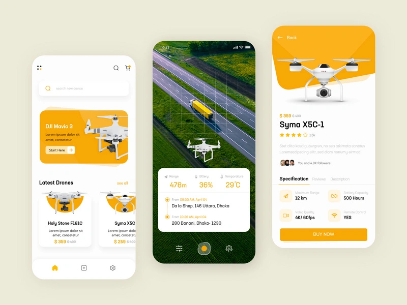 Drone Store App UI Design Template