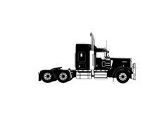 Silhouette of a large semi truck with trailer
