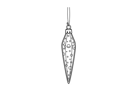 Silver Christmas acorn ornament with intricate snowflake and holly leaf design hanging on tree
